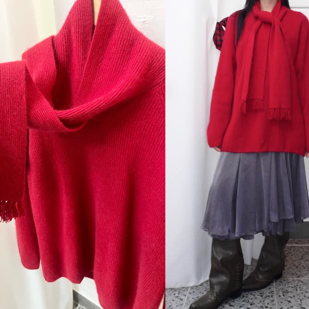 muffler red knit