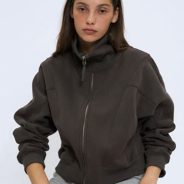 파르티멘토 우먼 라인 저지 트랙 탑 차콜 그레이 