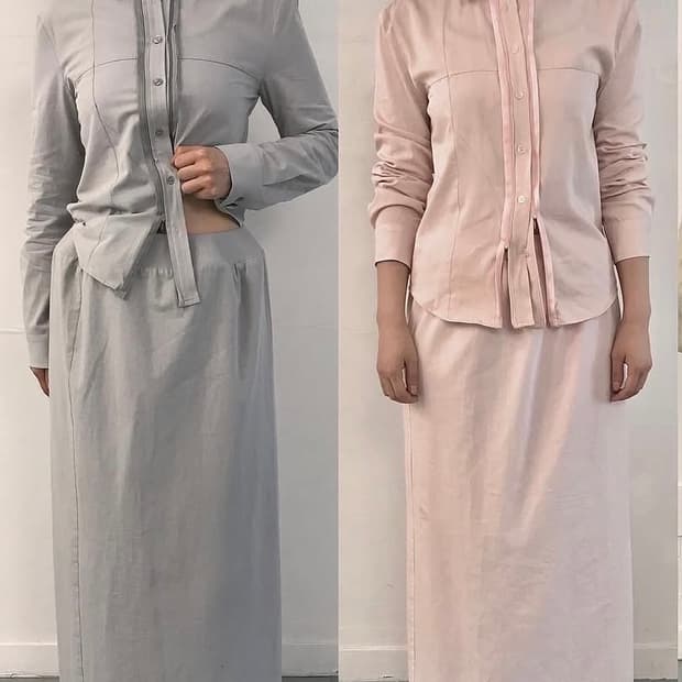 Origami Maxi Cotton Skirt_gray