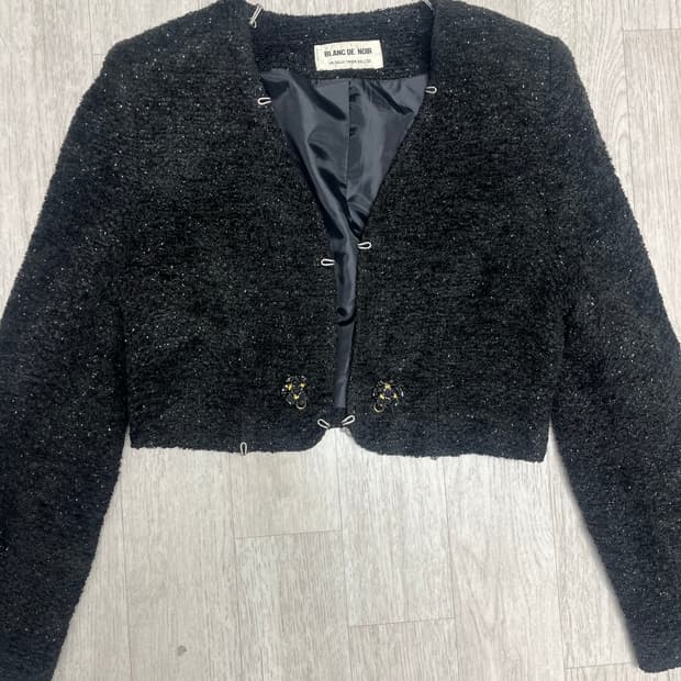 블랙 크롭 트위드