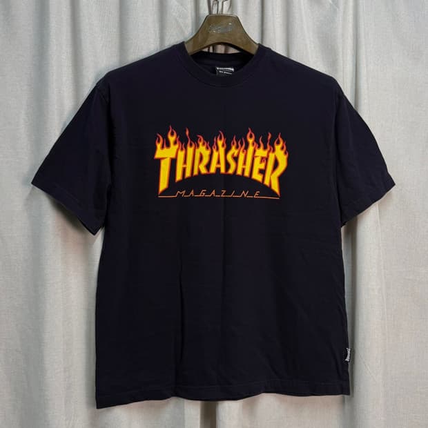 L 트레셔 THRASHER로고 코튼 면 반팔티