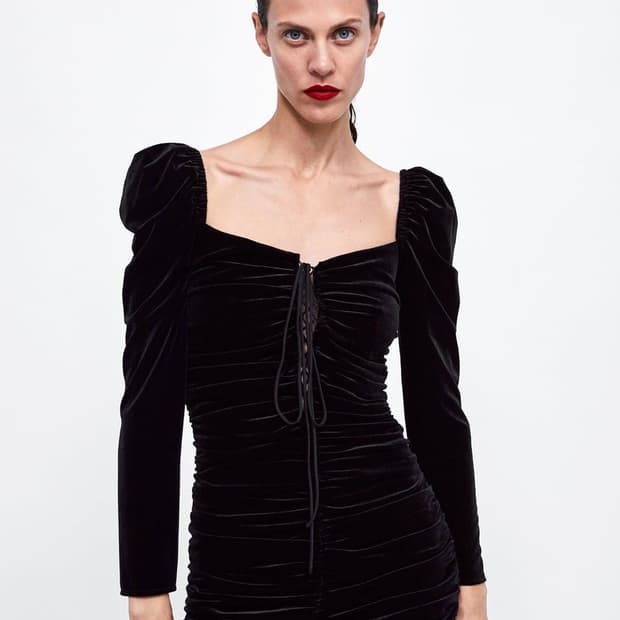 Zara Velvet Dress Lace up 자라 벨벳원피스