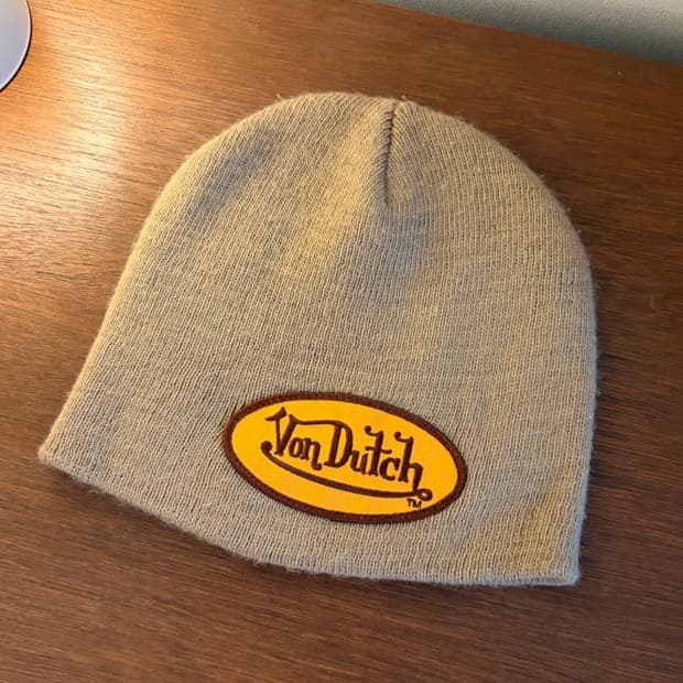 Y2K 00s 본 더치 Von Dutch 로고 브라운 베이직 비니  