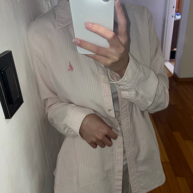 (100) 빈폴 핑크 체크 셔츠 