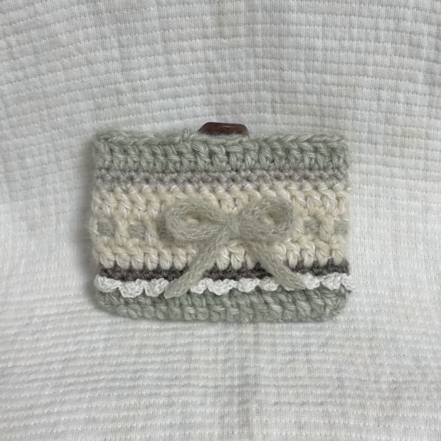 [핸드메이드] 녹차 뜨개 카드지갑