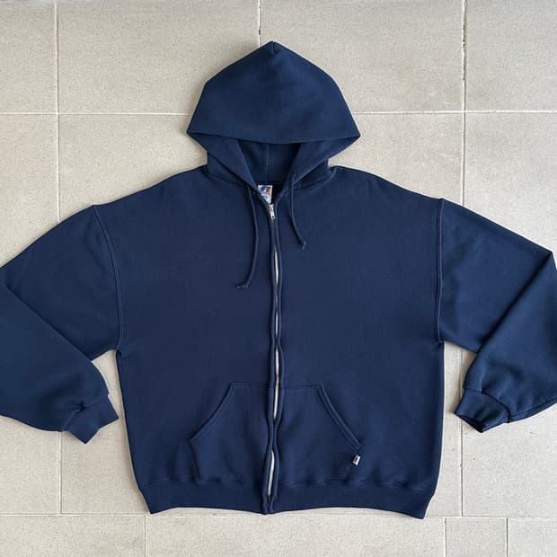빈티지 러셀 후드집업 네이비 XL