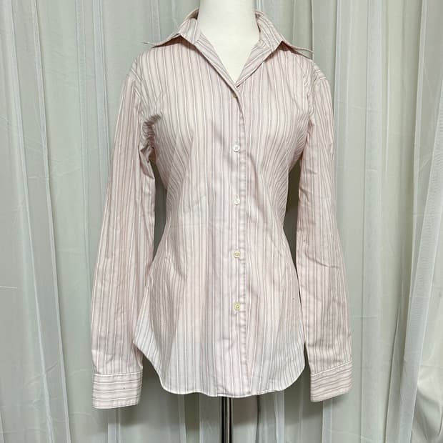 긱시크 핑크 스트라이프 셔츠 블라우스