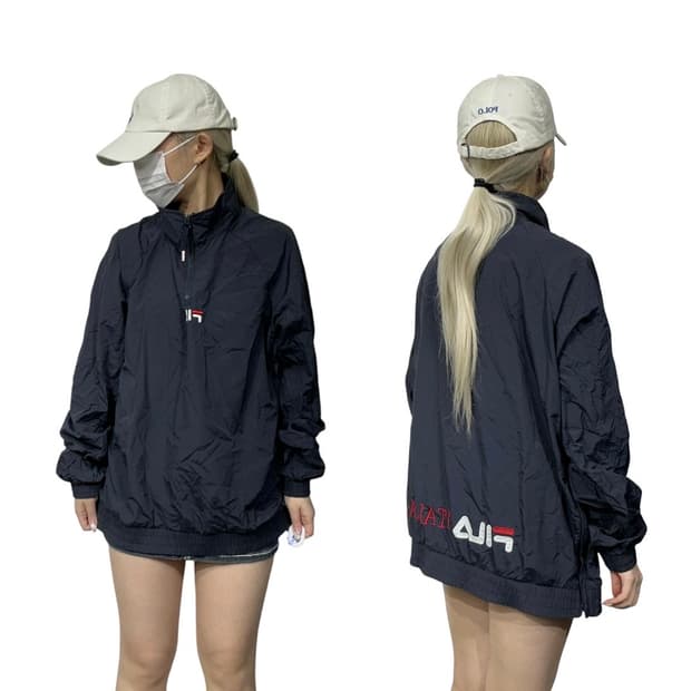 휠라 네이비 아노락 바람막이 트랙 자켓 L