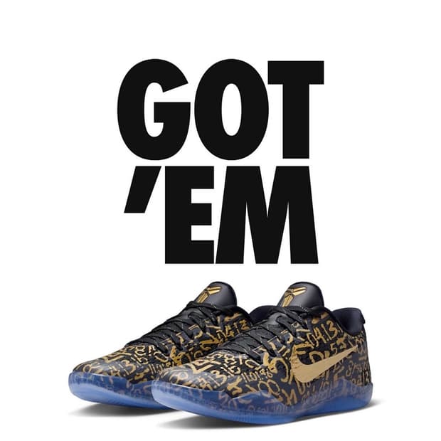 나이키 코비 11 프로트로 블랙 앤 메탈릭 골드 (270)