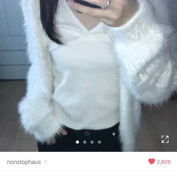 Nonstophaus 흰색 퍼가디건