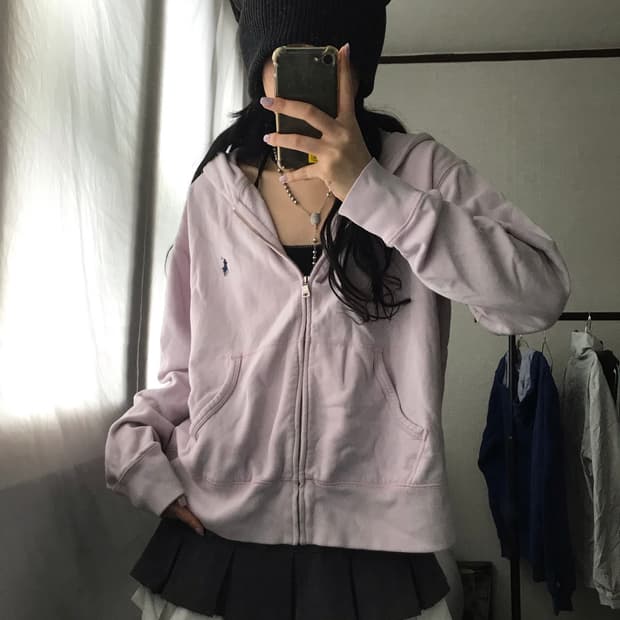폴로 뮤트핑크 후드집업