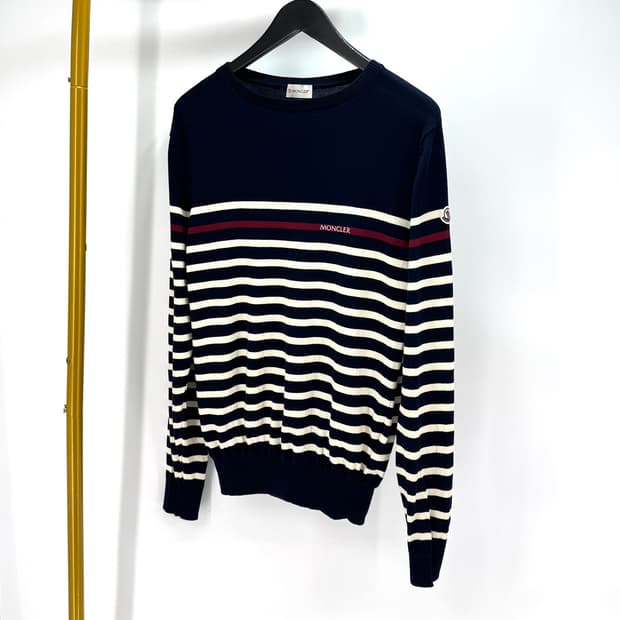 [XL사이즈] 몽클레어 스트라이프 니트 네이비