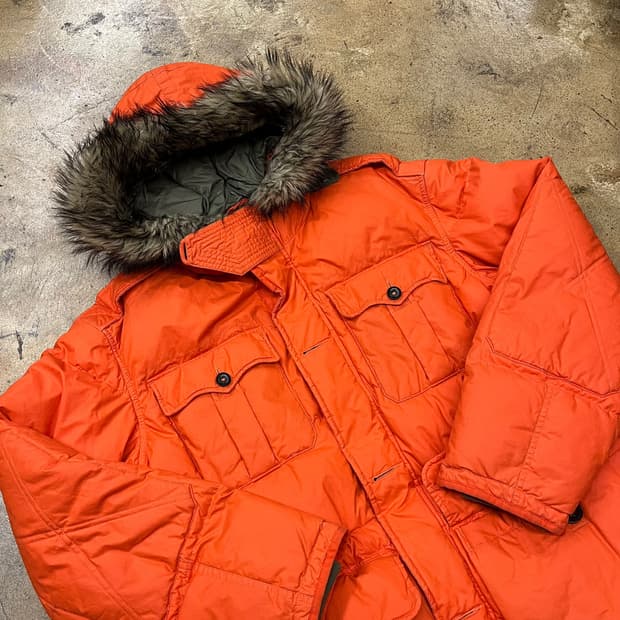 [정품/L] 폴로 랄프로렌 오렌지색 후드 패딩 점퍼 b19