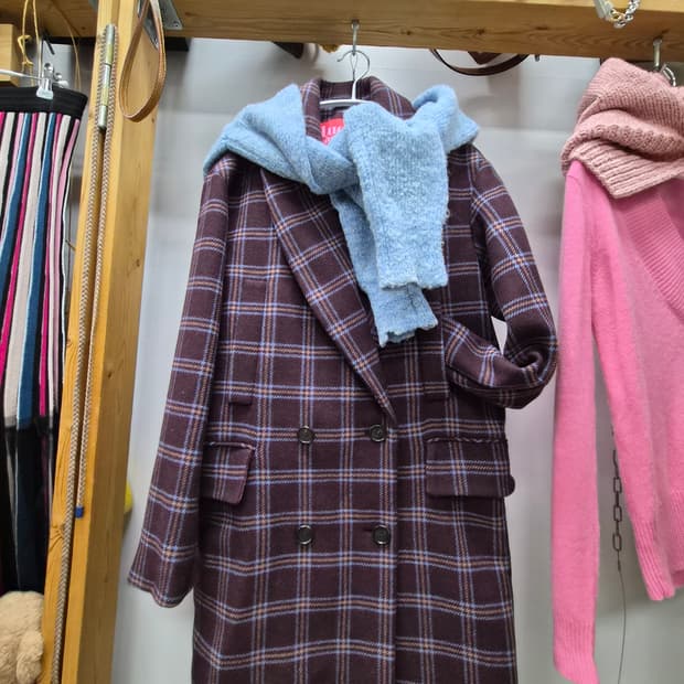 럭키슈에뜨 체크코트. abplus 케이블 후드니트