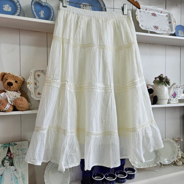 코튼 레이스 캉캉 스커트