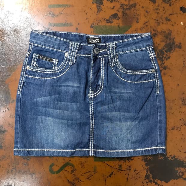 돌체앤가바나 중청 워시드 데님 미니 스커트 허리 24 25 사이즈