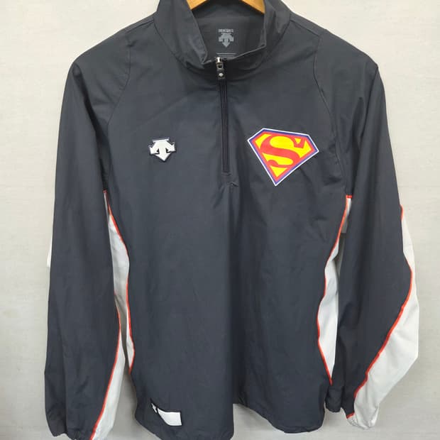 데상트 베이스볼 우븐 반집업 자켓 L