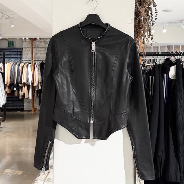 올세인츠 블랙 쉽스킨 레더 자켓