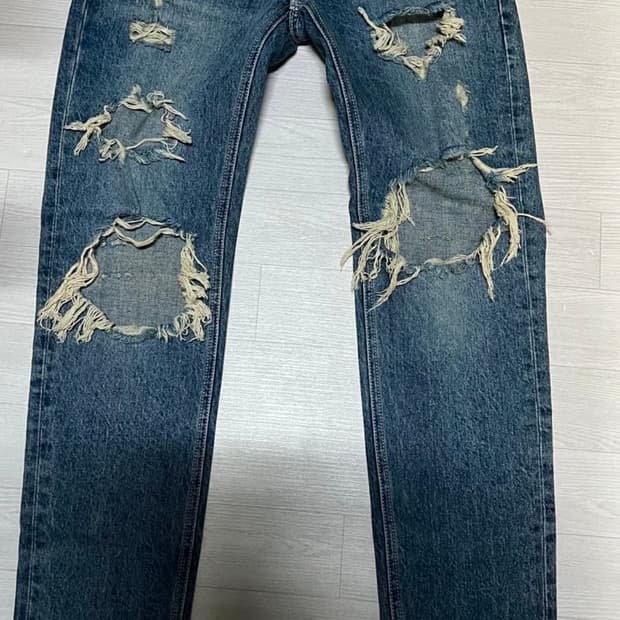 남자 락시크 디스 청바지 언노운옴므 데미지진