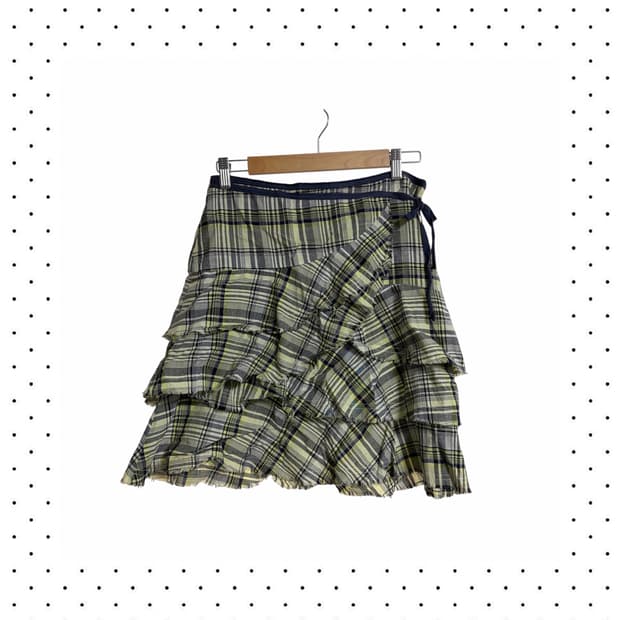 글리터 체크 캉캉 스커트