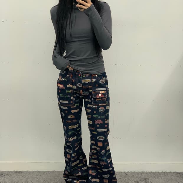 Daisy lovers 패턴 부츠컷 데님