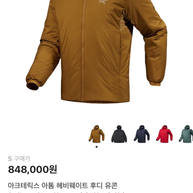 아크테릭스 아톰 헤비웨이트 후디 유콘