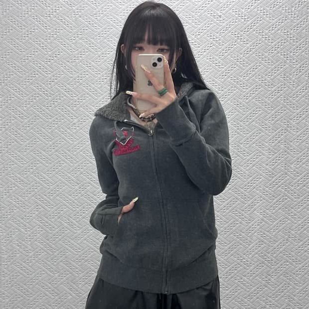 리버풀 올드스쿨 빈티지 자수패치 약기모 후드집업 90 C09713