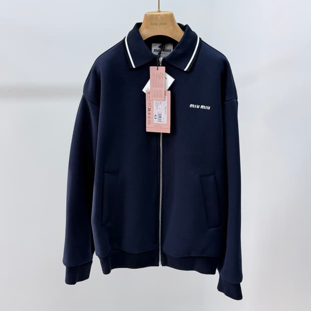 [S+급/38] 25SS 미우미우 본디드 피케 코튼 블루종 집업 자켓