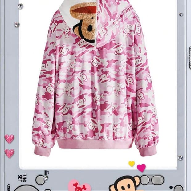 폴프랭크 롬위 콜라보 y2k 서브컬쳐 스트리트 카모 후드집업 팬츠 세트