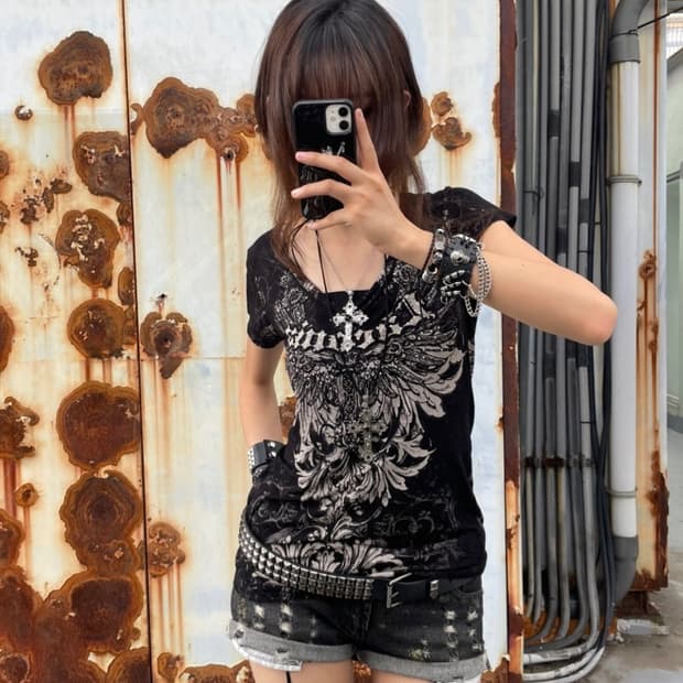 🎸블랙 백 프린팅 티셔츠🎸