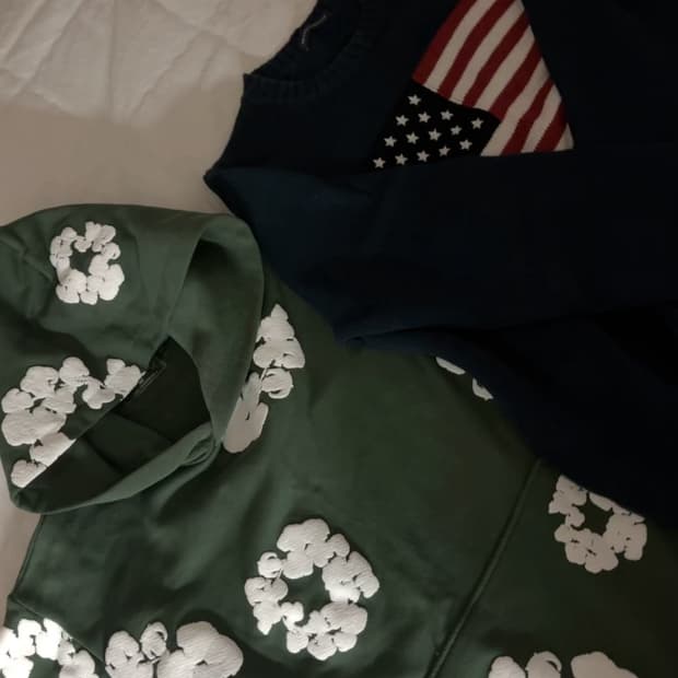 데님 티어스 후드티 브랜디멜빌 성조기 니트