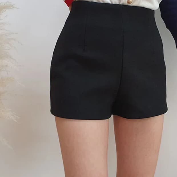 울 모직 숏팬츠 반바지 블랙