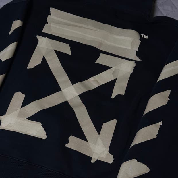 오프화이트 테이프 애로우 후드티 S [정품]