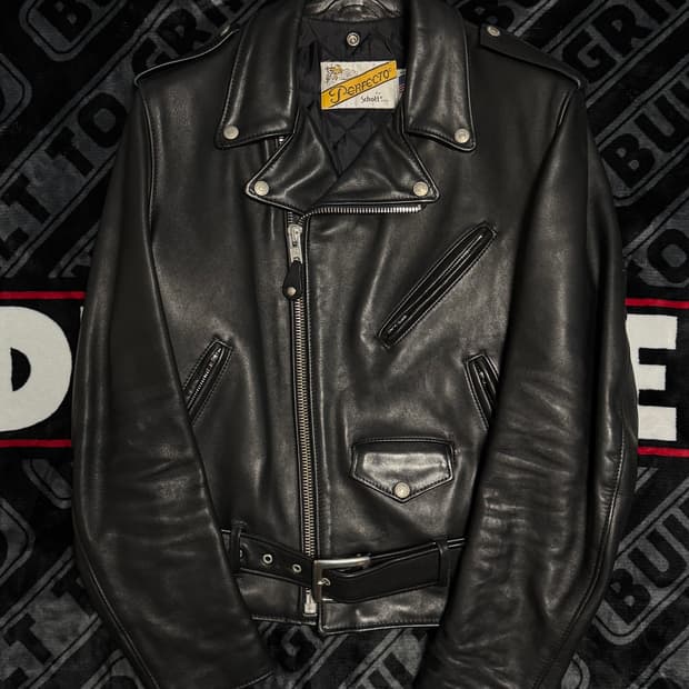 쇼트 클래식 퍼펙토 레더 모터사이클 자켓 118 블랙
