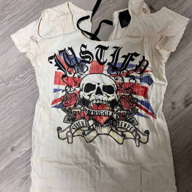 여성 해골 펑크 반팔티셔츠