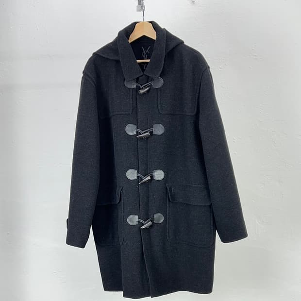 이브 생로랑 뿌르 옴므 퀼팅 라이너 울 더플 후드 롱 코트