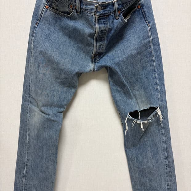 Levi's 501 damaged 연청 