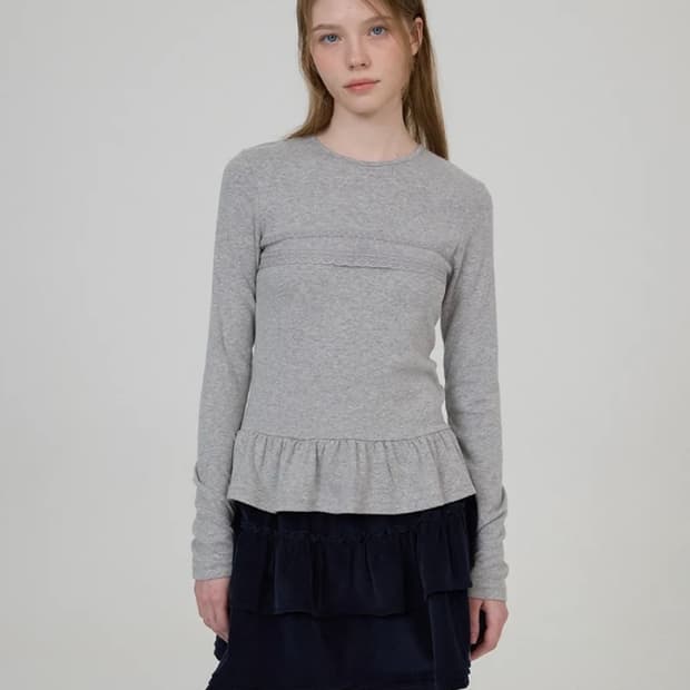 썸웨어버터 Frill Lace Top - Grey