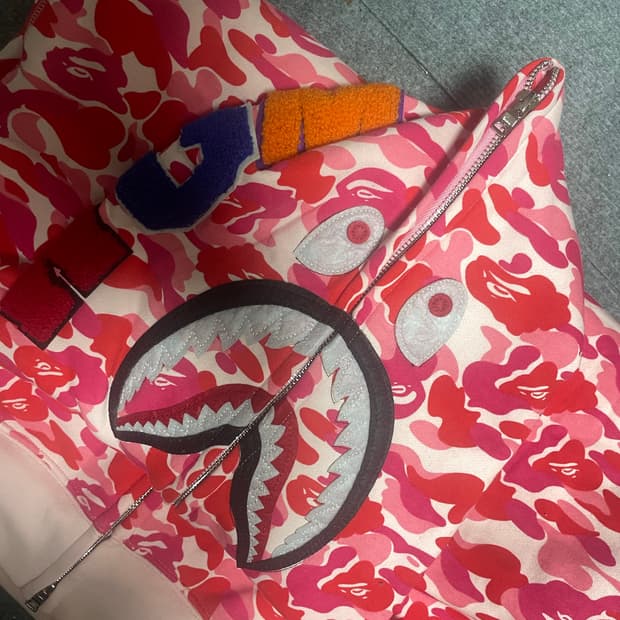 베이프 핑크 카모 후드집업 XL