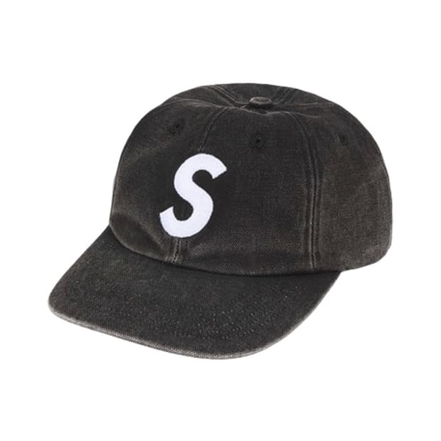 슈프림 피그먼트 코티드 캔버스 S 로고 6-패널 블랙 25FW