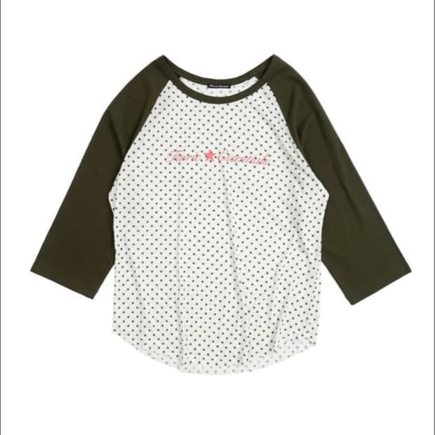 샵페어리 dot raglan sleeve top (khaki)