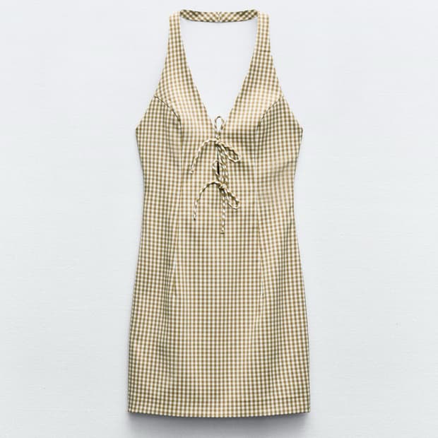 ZARA 자라 체크 홀터넥 원피스