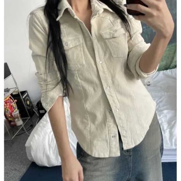 키미스 y2k 코듀로이 슬림 라인 셔츠