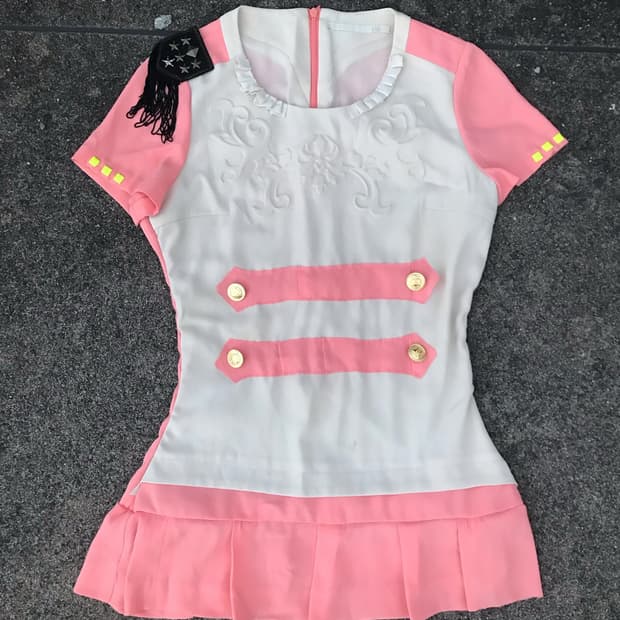 Embossed Epaulette Pleated Mini Dress