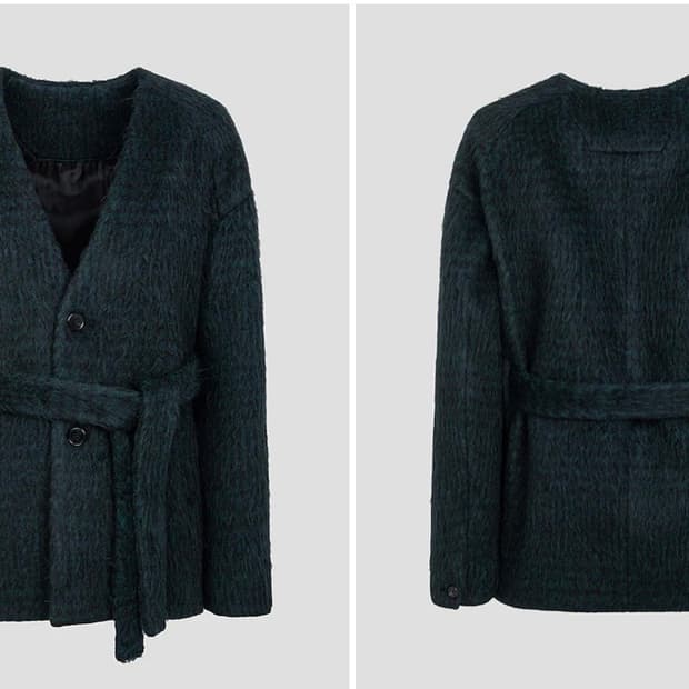 준지 JUUN.J [24FW] 헤어리 울 가디건 카라리스 가디건