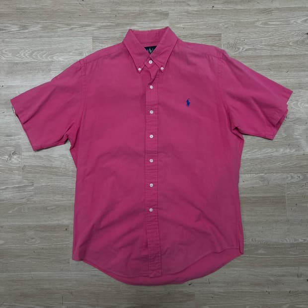 폴로 랄프로렌 여성 스몰포니 버튼다운 반팔 셔츠 [핑크] M/95