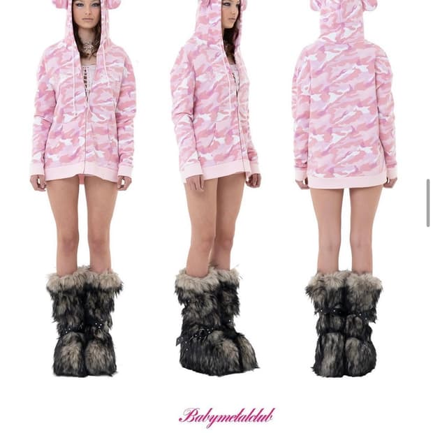 베이비메탈클럽 Bear gal hood (pink camo)