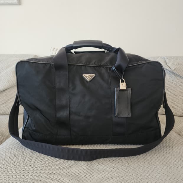 프라다 테스토 나일론 사피아노 레더 반둘리에 보스턴백 여행가방 V70