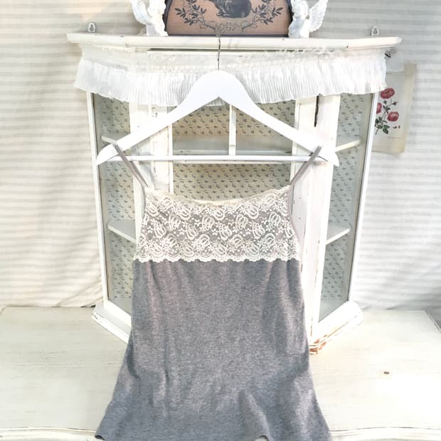 일본빈티지 그레이 레이스 슬리브리스