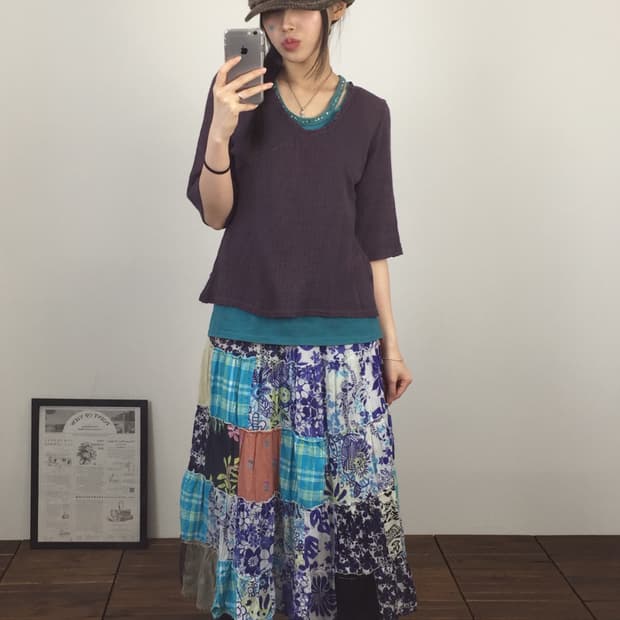 Jpn Deep Purple Lace Trim V-Neck Blouse